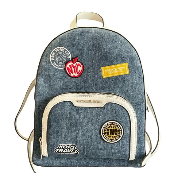 Michael Kors Jaycee Medium Embellished Denim Backpack NWT - Picture 1 of 15